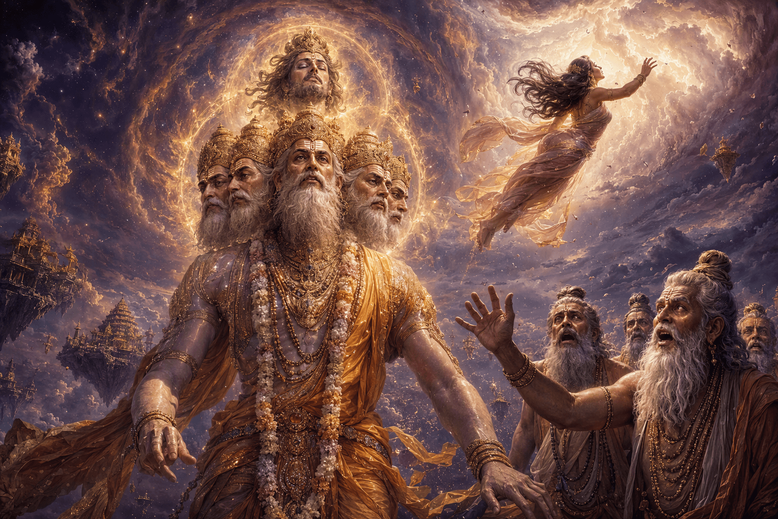 Brahma attracted to his daughter Shatarupa develops 5 heads