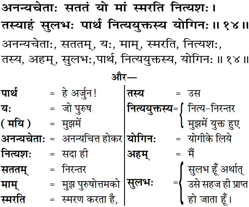 Bhagavad Gita Chapter 8 Verse 14
