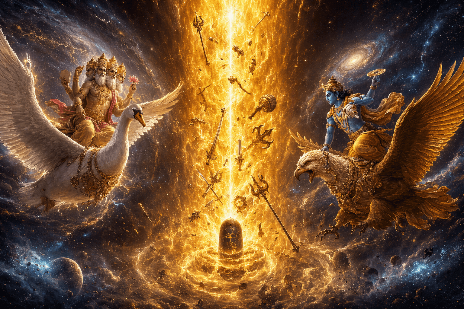 Shiv Ling - The Pillars of Fire Brahma and Vishnu's Truce